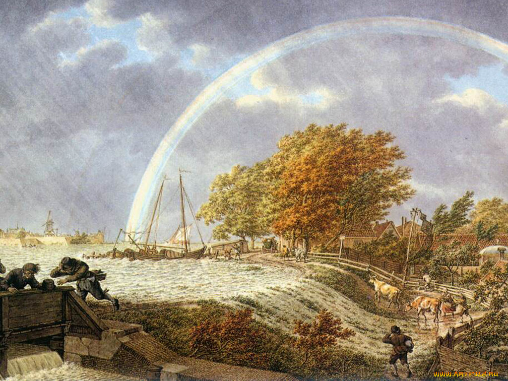 autumn, landscape, with, rainbow, , jacob, cats